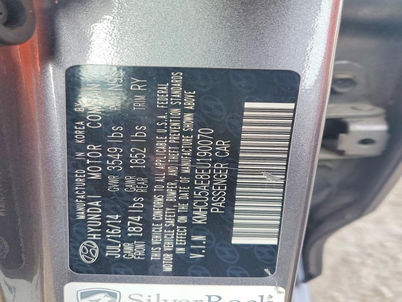 41735556 :رقم المزاد ، KMHCU5AE8EU190070 vin ، 2014 Hyundai Accent مزاد بيع