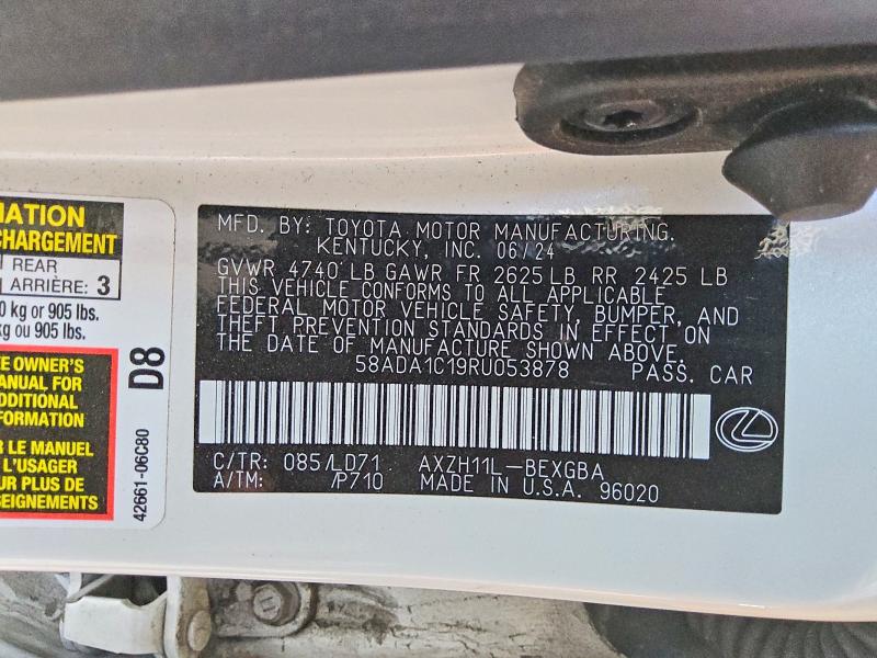 Aukcja sprzedaży 2024 Lexus Es 300h, vin: 58ADA1C19RU053878, numer aukcji: 79591435