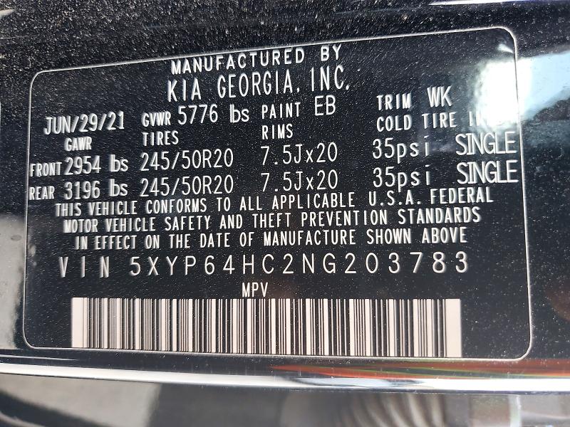 Aukcja sprzedaży 2022 Kia Telluride, vin: 5XYP64HC2NG203783, numer aukcji: 79676775