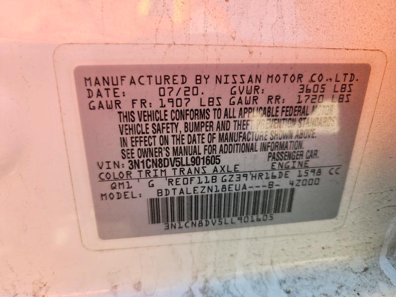 78189915 :رقم المزاد ، 3N1CN8DV5LL901605 vin ، 2020 Nissan Versa مزاد بيع