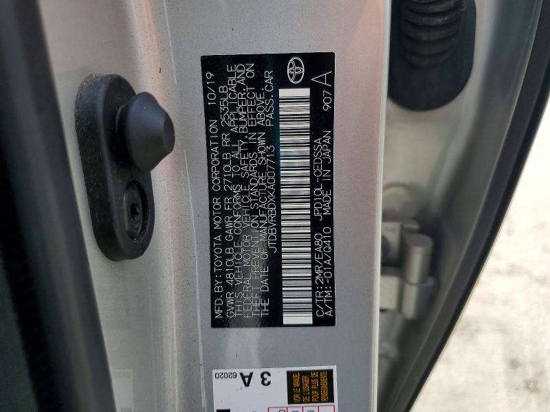 2019 Toyota Mirai მანქანა იყიდება აუქციონზე, vin: JTDBVRBDXKA007713, აუქციონის ნომერი: 41782996
