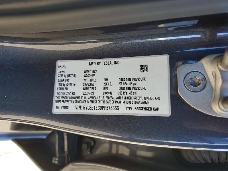 Aukcja sprzedaży 2023 Tesla Model 3, vin: 5YJ3E1EC0PF576366, numer aukcji: 41759426