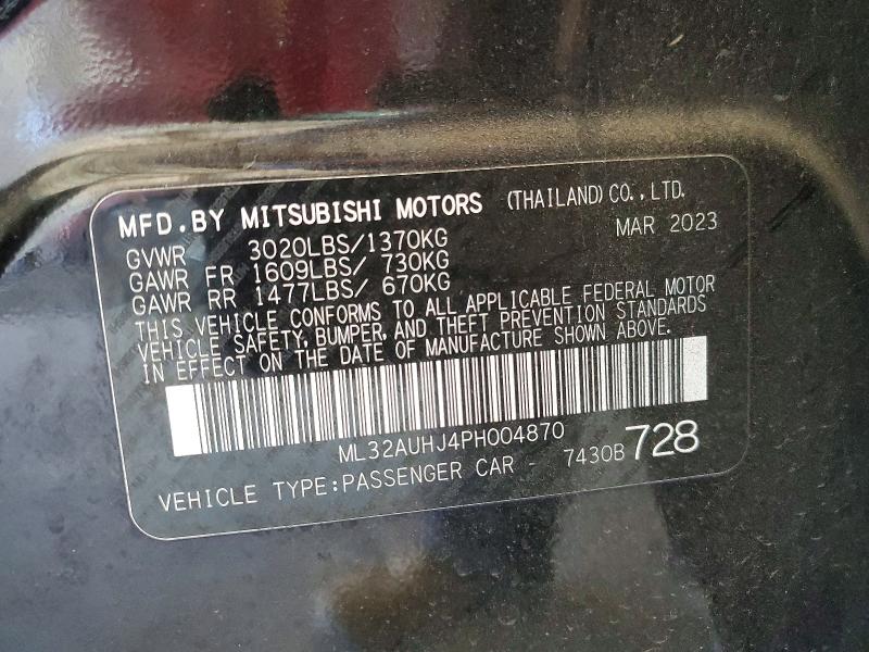 Продаж на аукціоні авто 2023 Mitsubishi Mirage, vin: ML32AUHJ4PH004870, номер лоту: 47730076