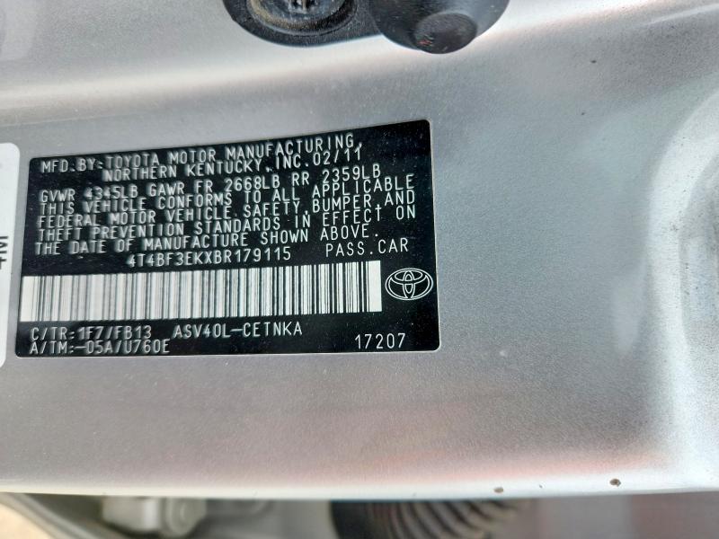 47827646 :رقم المزاد ، 4T4BF3EKXBR179115 vin ، 2011 Toyota Camry مزاد بيع
