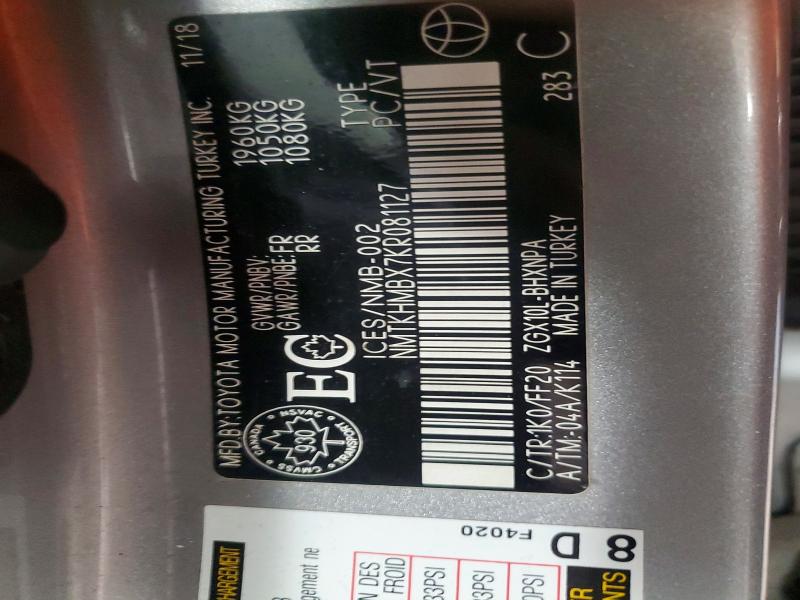 2019 Toyota C-hr მანქანა იყიდება აუქციონზე, vin: NMTKHMBX7KR081127, აუქციონის ნომერი: 45625346