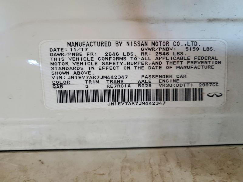 Aukcja sprzedaży 2018 Infiniti Q50, vin: JN1EV7AR7JM442347, numer aukcji: 46398706