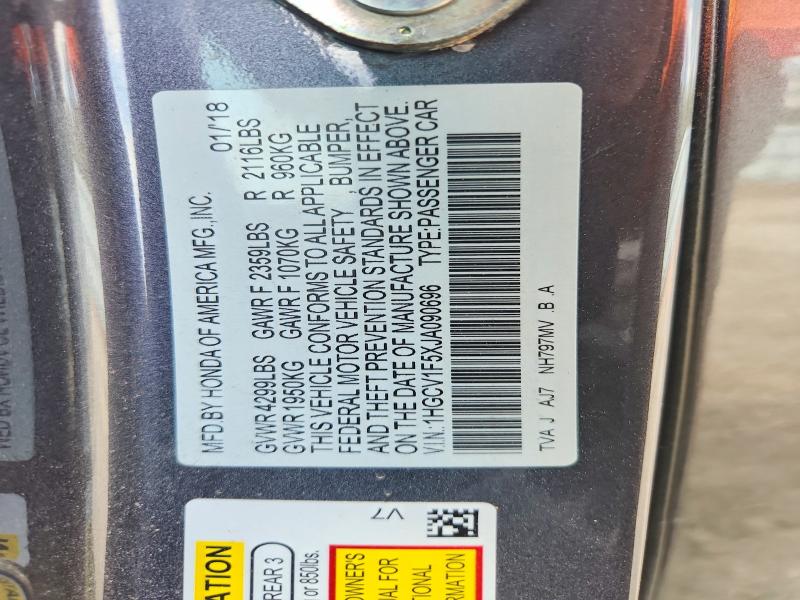 2018 Honda Accord მანქანა იყიდება აუქციონზე, vin: 1HGCV1F5XJA090696, აუქციონის ნომერი: 47666756