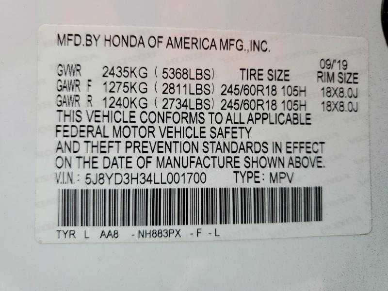 Продажа на аукционе авто 2020 Acura Mdx, vin: 5J8YD3H34LL001700, номер лота: 79914175