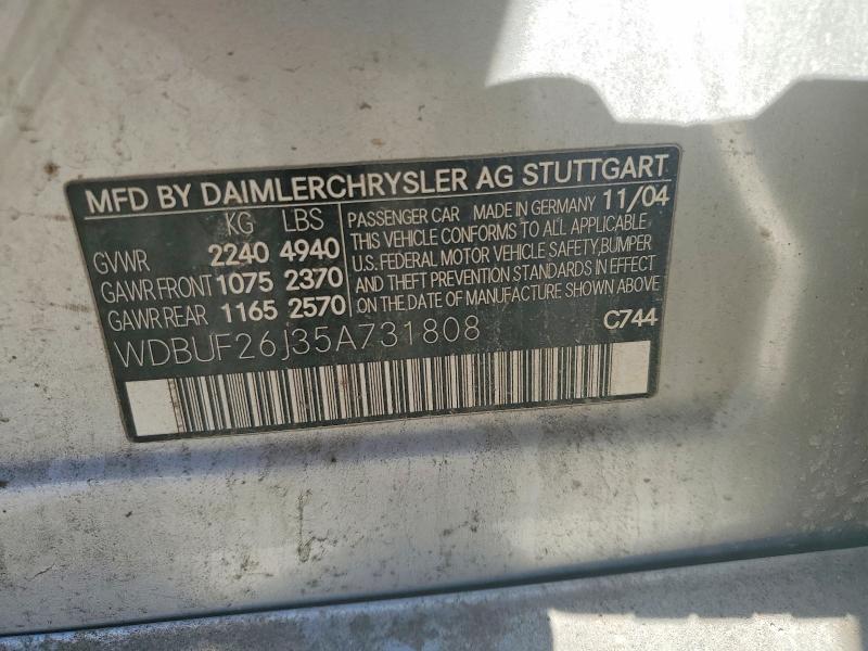Продаж на аукціоні авто 2005 Mercedes-benz E, vin: WDBUF26J35A731808, номер лоту: 46241696
