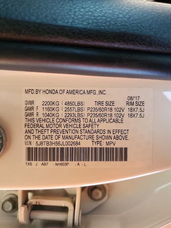 2018 Acura Rdx მანქანა იყიდება აუქციონზე, vin: 5J8TB3H56JL002684, აუქციონის ნომერი: 79938245