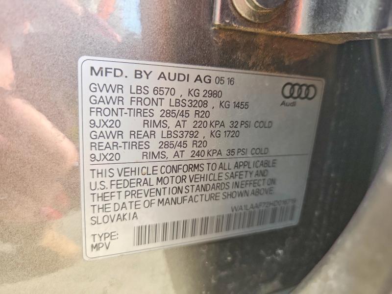 Продажа на аукционе авто 2017 Audi Q7, vin: WA1LAAF72HD016719, номер лота: 47391716