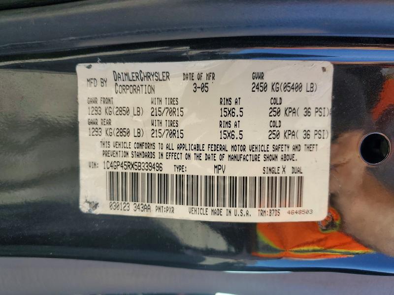 Продажа на аукционе авто 2005 Chrysler Town & Country, vin: 1C4GP45RX5B339496, номер лота: 79370845