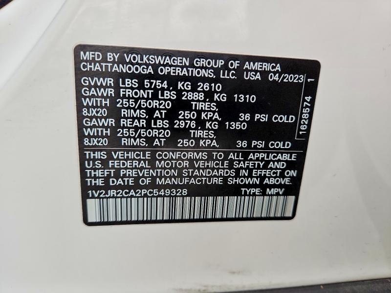 2023 Volkswagen Atlas მანქანა იყიდება აუქციონზე, vin: 1V2JR2CA2PC549328, აუქციონის ნომერი: 46028306