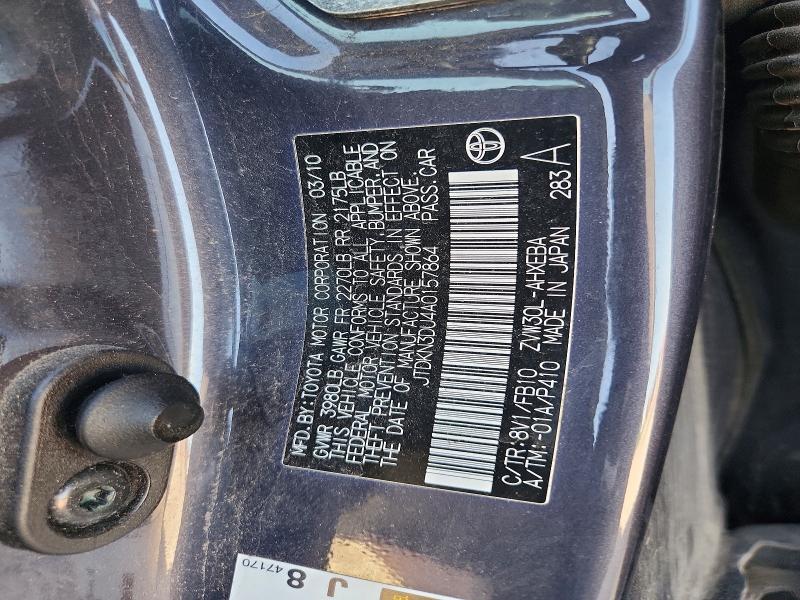 Aukcja sprzedaży 2010 Toyota Prius, vin: JTDKN3DU4A0157864, numer aukcji: 46222416