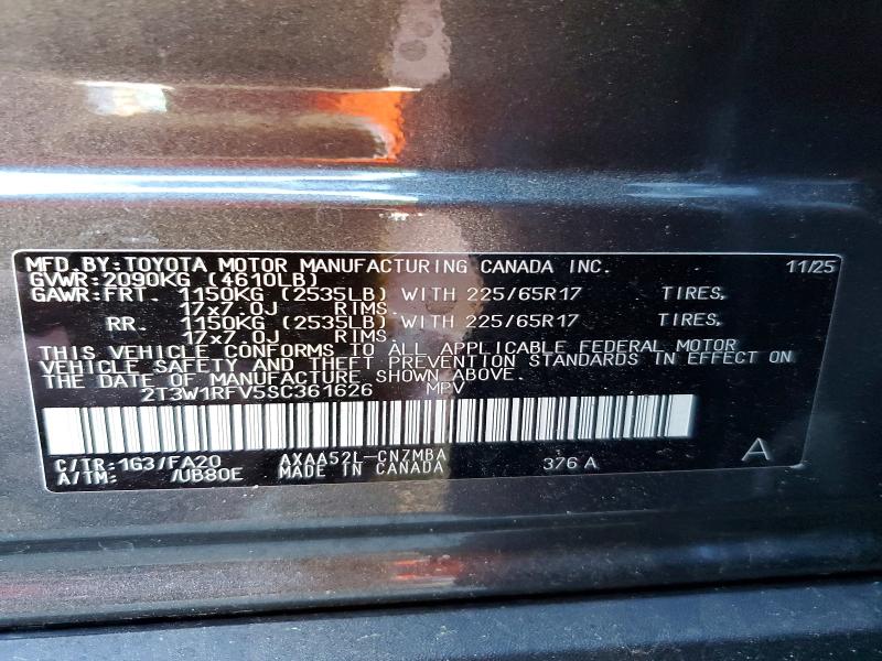 Продажа на аукционе авто 2025 Toyota Rav4, vin: 2T3W1RFV5SC361626, номер лота: 79512555