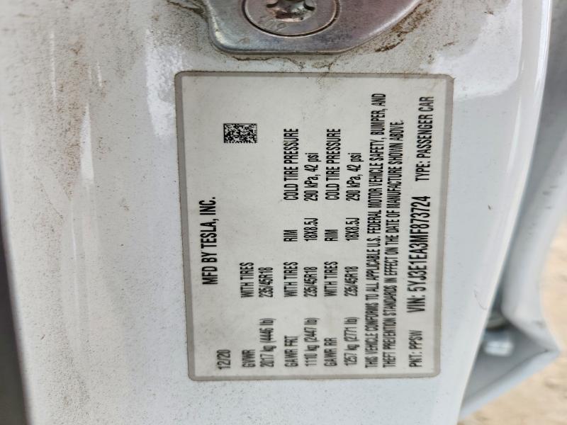 48086526 :رقم المزاد ، 5YJ3E1EA3MF873724 vin ، 2021 Tesla Model 3 مزاد بيع