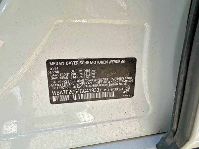 Aukcja sprzedaży 2016 Bmw 750, vin: WBA7F2C54GG419337, numer aukcji: 47798776