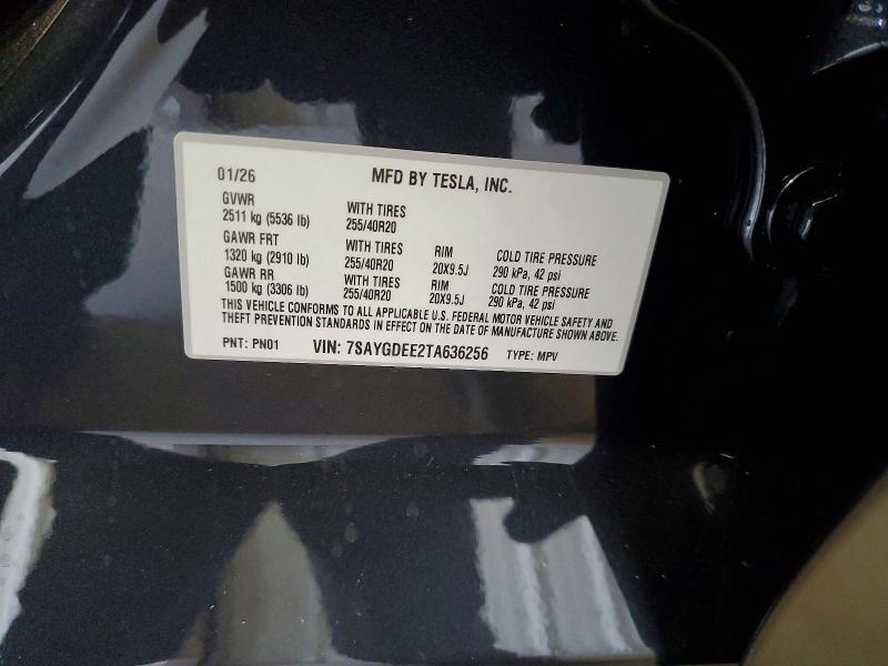 Продаж на аукціоні авто 2026 Tesla Model Y, vin: 7SAYGDEE2TA636256, номер лоту: 46654036