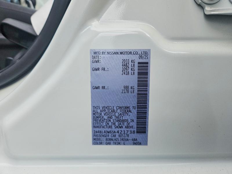 46130126 :رقم المزاد ، 1N4BL4DW6SN421738 vin ، 2025 Nissan Altima مزاد بيع