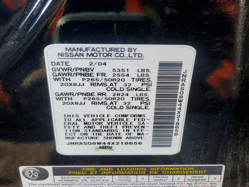 Продаж на аукціоні авто 2004 Infiniti Fx35, vin: JNRAS08W44X218656, номер лоту: 41749846