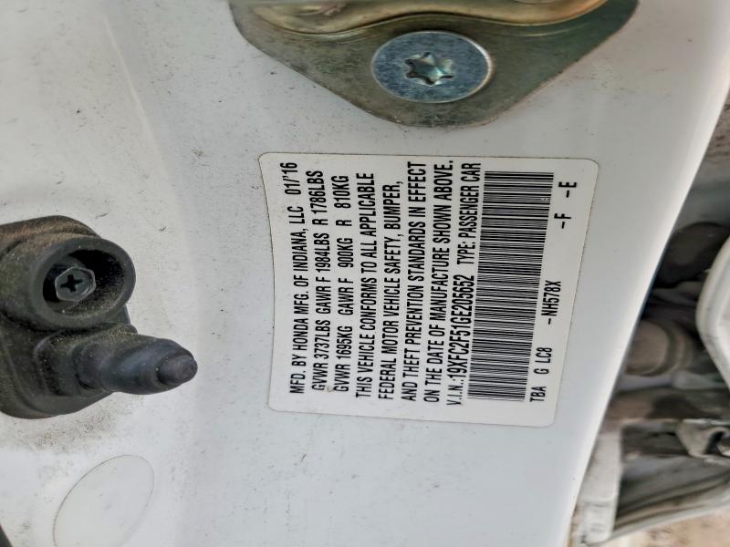 79784125 :رقم المزاد ، 19XFC2F51GE205652 vin ، 2016 Honda Civic مزاد بيع