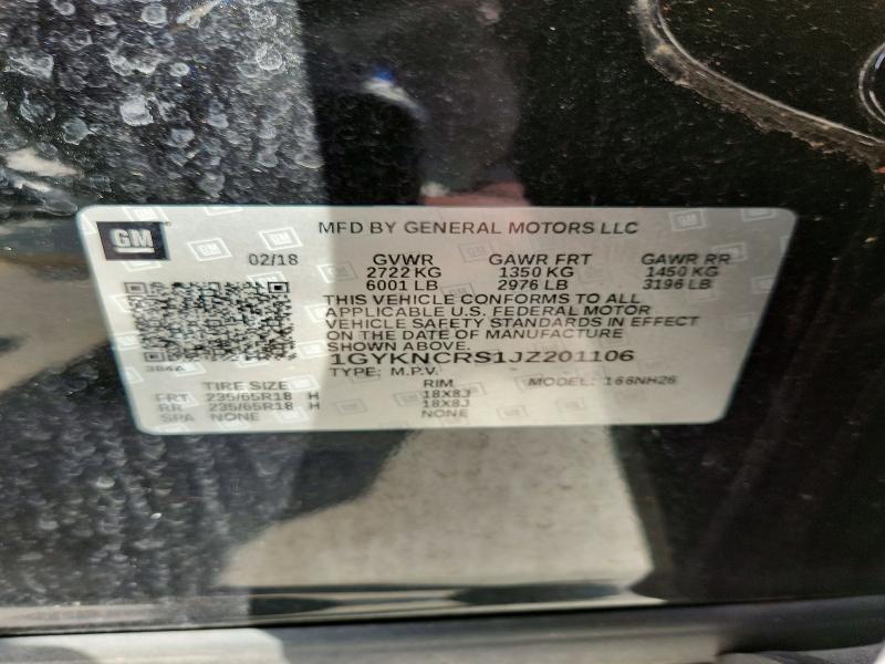 2018 Cadillac Xt5 მანქანა იყიდება აუქციონზე, vin: 1GYKNCRS1JZ201106, აუქციონის ნომერი: 48110716