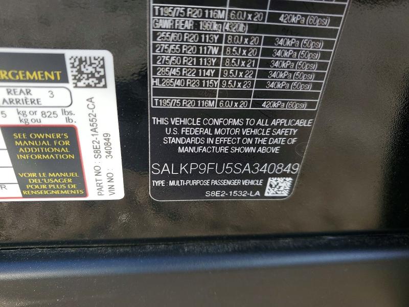 Aukcja sprzedaży 2025 Land Rover Range Rover, vin: SALKP9FU5SA340849, numer aukcji: 46850186