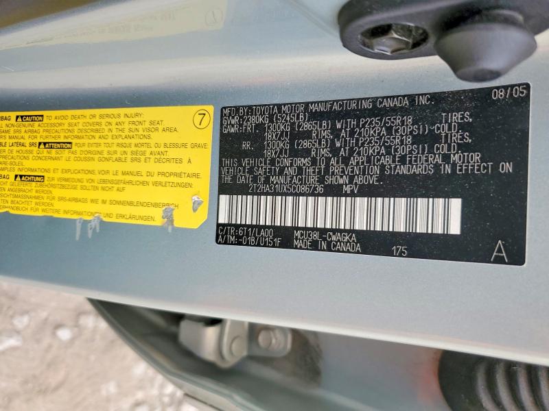 41802176 :رقم المزاد ، 2T2HA31UX5C086736 vin ، 2005 Lexus Rx 330 مزاد بيع
