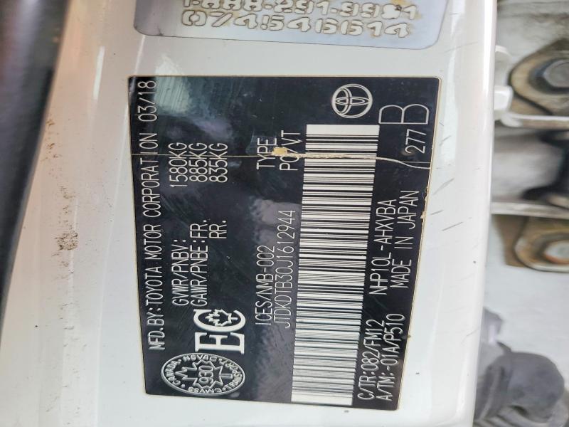 78183375 :رقم المزاد ، JTDKDTB30J1612944 vin ، 2018 Toyota Prius C مزاد بيع