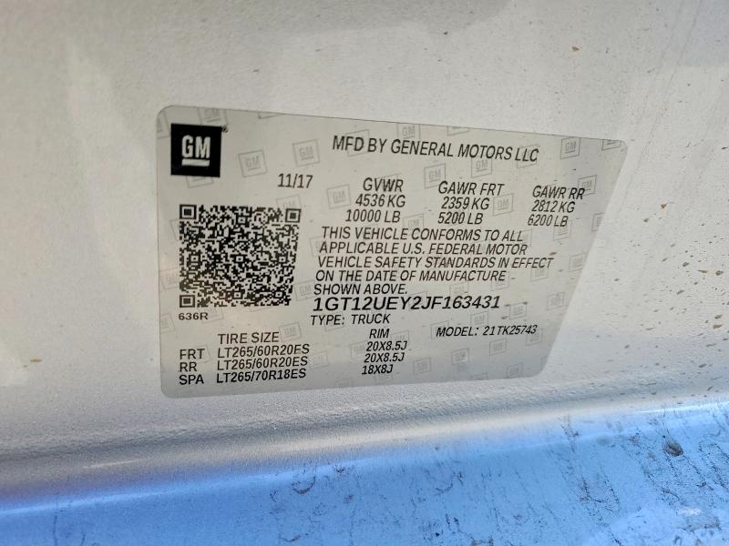 Продажа на аукционе авто 2018 Gmc Sierra, vin: 1GT12UEY2JF163431, номер лота: 45632926