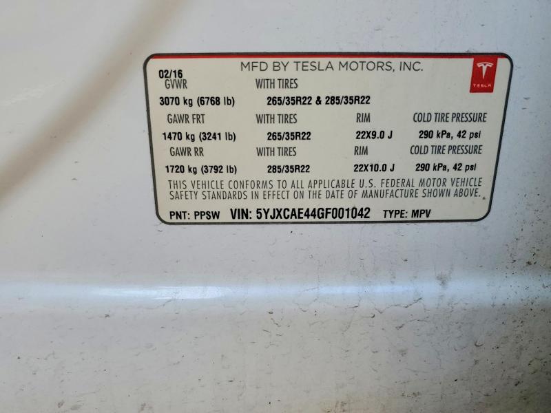 Aukcja sprzedaży 2016 Tesla Model X, vin: 5YJXCAE44GF001042, numer aukcji: 79992175