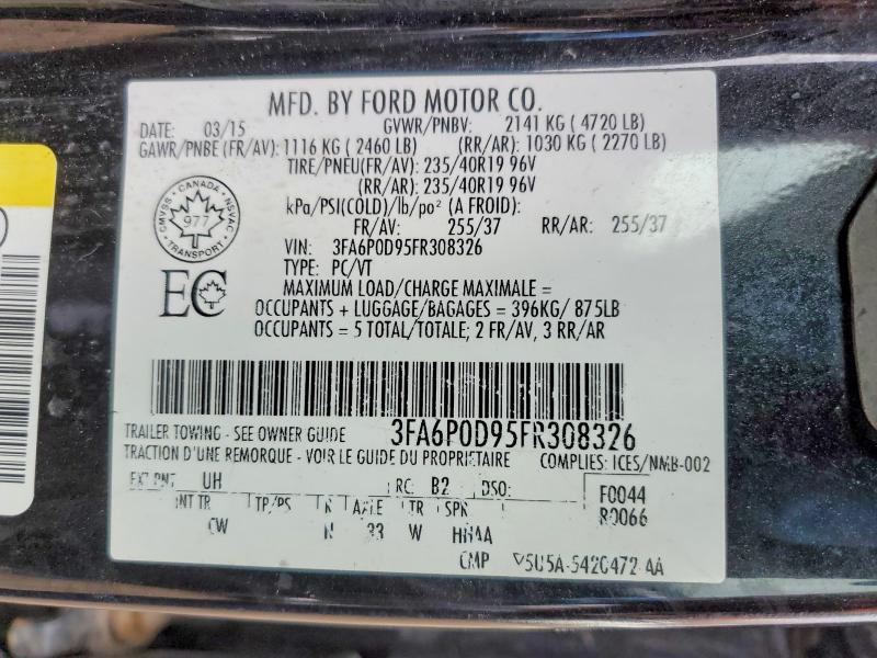 Продажа на аукционе авто 2015 Ford Fusion, vin: 3FA6P0D95FR308326, номер лота: 46626596