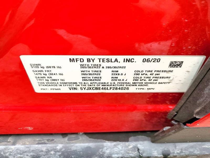 Aukcja sprzedaży 2020 Tesla Model X, vin: 5YJXCBE46LF284026, numer aukcji: 79644445