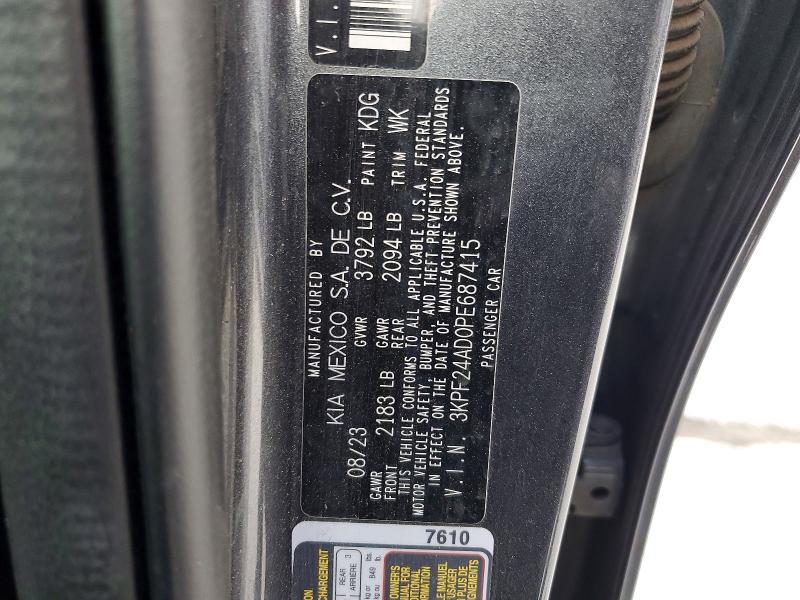 2023 Kia Forte მანქანა იყიდება აუქციონზე, vin: 3KPF24AD0PE687415, აუქციონის ნომერი: 47007506