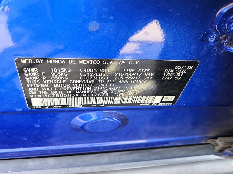 47659176 :رقم المزاد ، 3CZRU5H3XJM717635 vin ، 2018 Honda Hr-v مزاد بيع