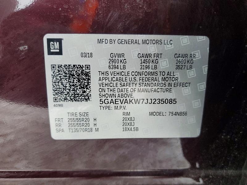 Продаж на аукціоні авто 2018 Buick Enclave, vin: 5GAEVAKW7JJ235085, номер лоту: 46275186