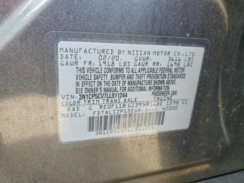 46390946 :رقم المزاد ، 3N1CP5CV7LL511244 vin ، 2020 Nissan Kicks مزاد بيع