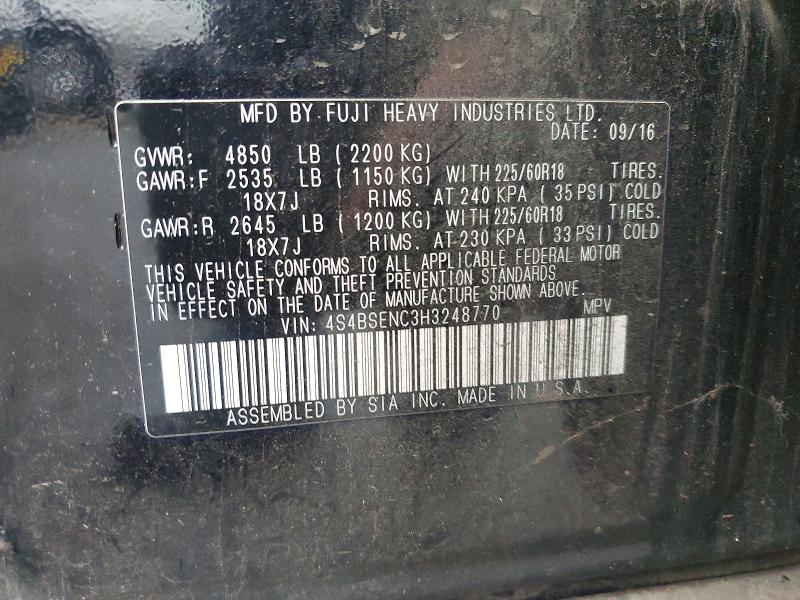Продажа на аукционе авто 2017 Subaru Outback, vin: 4S4BSENC3H3248770, номер лота: 78298615