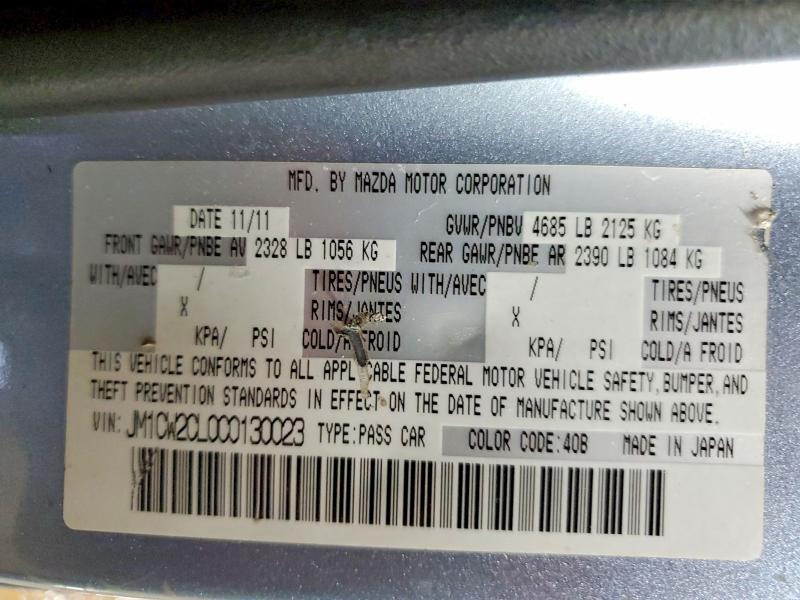 47834126 :رقم المزاد ، JM1CW2CL0C0130023 vin ، 2012 Mazda 5 مزاد بيع