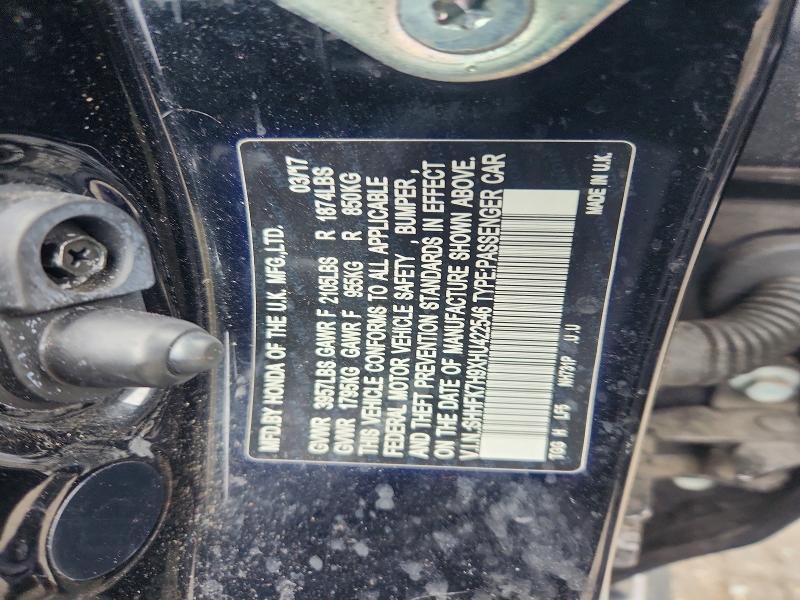 47692976 :رقم المزاد ، SHHFK7H9XHU422546 vin ، 2017 Honda Civic مزاد بيع