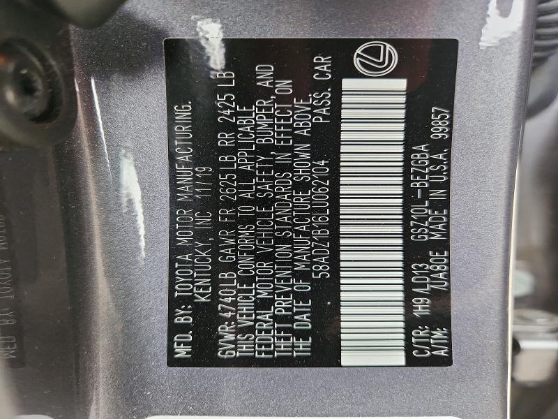 Aukcja sprzedaży 2020 Lexus Es 350, vin: 58ADZ1B16LU062104, numer aukcji: 79523635