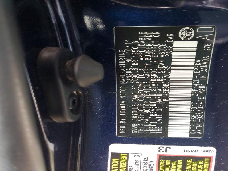 48303446 :رقم المزاد ، 2T1BU4EE9BC720785 vin ، 2011 Toyota Corolla مزاد بيع
