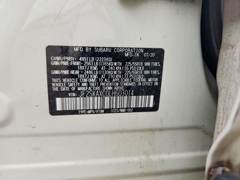 Продажа на аукционе авто 2020 Subaru Forester, vin: JF2SKAXC0LH603014, номер лота: 47752666
