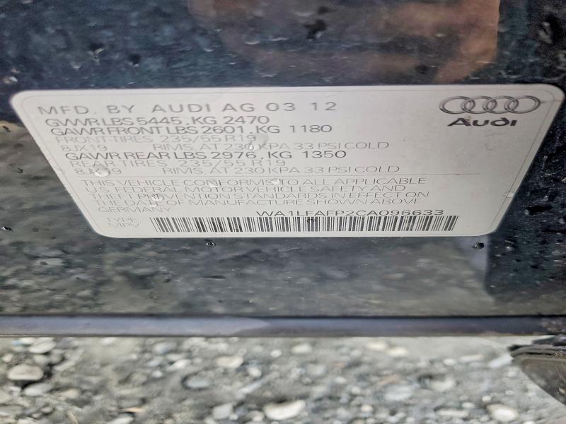 45933276 :رقم المزاد ، WA1LFAFP2CA096633 vin ، 2012 Audi Q5 مزاد بيع