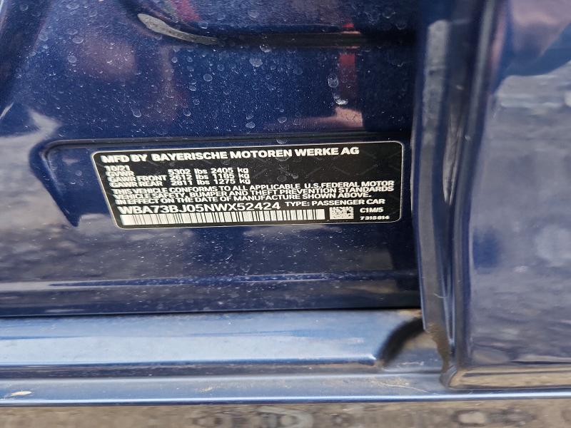 Aukcja sprzedaży 2022 Bmw 540, vin: WBA73BJ05NWX52424, numer aukcji: 46142426