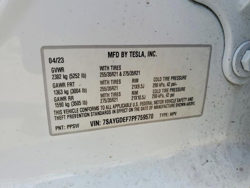 Продаж на аукціоні авто 2023 Tesla Model Y, vin: 7SAYGDEF7PF759570, номер лоту: 41591356
