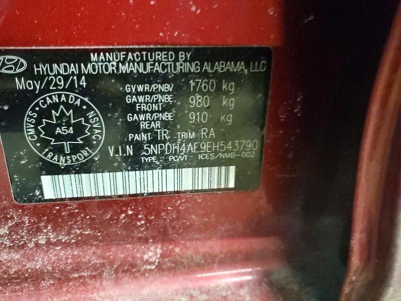 Продажа на аукционе авто 2014 Hyundai Elantra, vin: 5NPDH4AE9EH543790, номер лота: 78805895