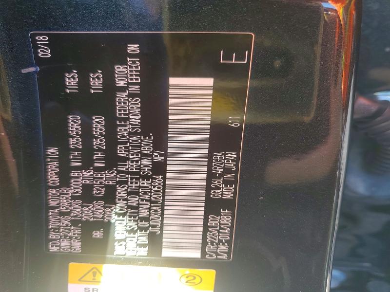 41947026 :رقم المزاد ، JTJDZKCA1J2005864 vin ، 2018 Lexus Rx 350l مزاد بيع