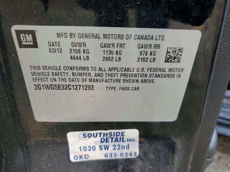 Aukcja sprzedaży 2012 Chevrolet Impala, vin: 2G1WG5E32C1271293, numer aukcji: 79398505