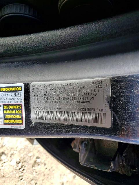 45816116 :رقم المزاد ، WVWVD63B34E291306 vin ، 2004 Volkswagen Passat مزاد بيع